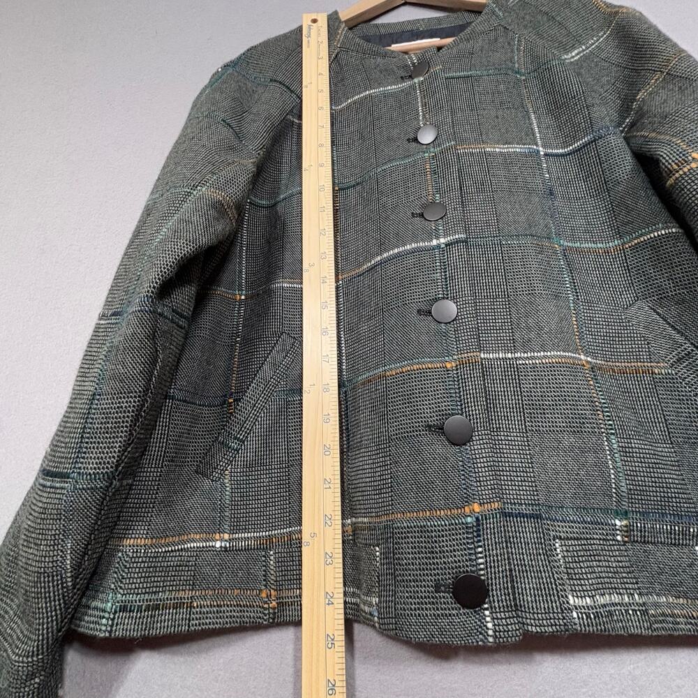 Christopher & Banks Jacket L Gray Plaid Button Classic Heritage Quiet Luxury - Picture 6 of 7